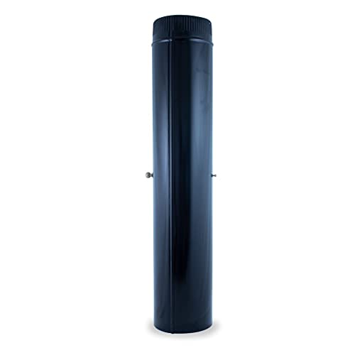 CAEXVEN Tubo liso 1m con llave vitrificado para estufas y chimeneas de leña | Serie Lisa - Diámetro 125 mm