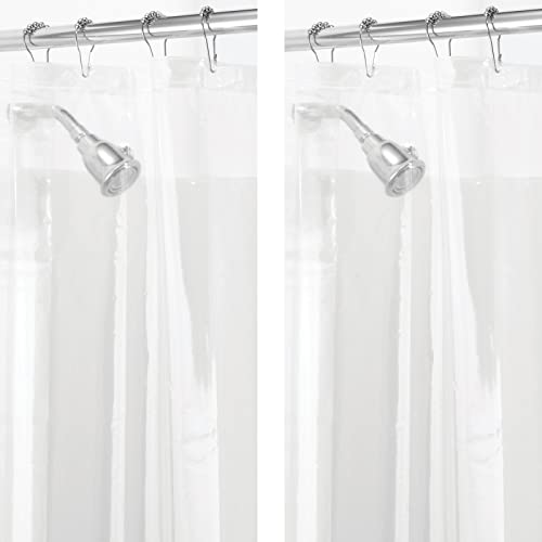 mDesign Juego de 2 cortinas de ducha – Cortinas de baño impermeables con 12 ojales reforzados – Práctico accesorio para ducha fácil de instalar y mantener – 182,9 cm x 213,4 cm – transparente
