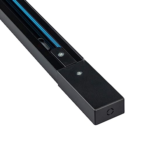 POPP® Carril monofasico 1 metro Accesorio para carril LED en manofasico superficie aluminio color negro (Negro 1 metro)