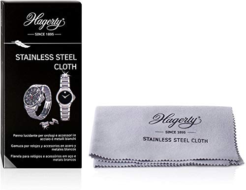 Hagerty Stainless Steel Cloth Paño para limpieza de acero inoxidable 36x 30cm I Paño impregnado en seco 100% algodón I Para limpiar acero inoxidable relojes, joyas y accesorios de acero inoxidable