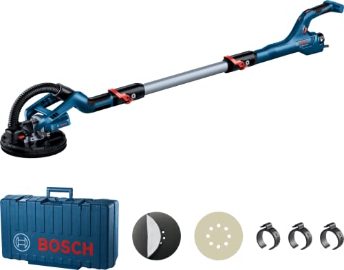 Bosch Professional GTR 55-225 - Lijadora de pared de yeso (550 W, plato lijador Ø 215 mm, hoja Ø 225, extensión incl. 170 cm, en maletín)