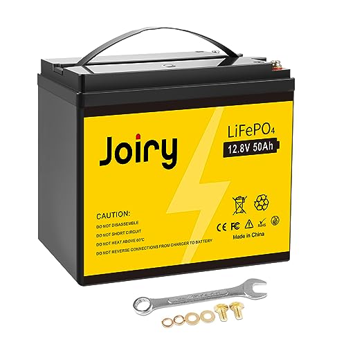 Joiry 12V 50AH 640Wh Batería de Litio LiFePO4 Ciclo Profundo 5000 Veces Recargable fosfato de Litio y Hierro con Protección BMS para el Kit Panel Solar,Hogar, RV,Carritos de Golf, Marina