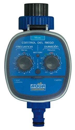 Aqua Control C4099N Programador de Riego para Jardín, Para todo tipo de Grifos, Apertura a 0 Bar, Color Azul y Negro, 10 x 10 x 16 cm