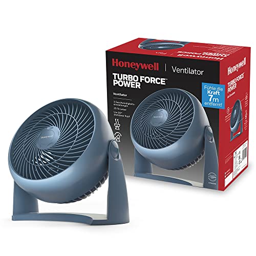 Honeywell Ventilador Potente TurboForce, Refrigeración de Funcionamiento Silencioso, Inclinación Variable de 90°, 3 Ajustes de Velocidad, Anclaje en la Pared, Ventilador de Mesa, HT900NE, Azul