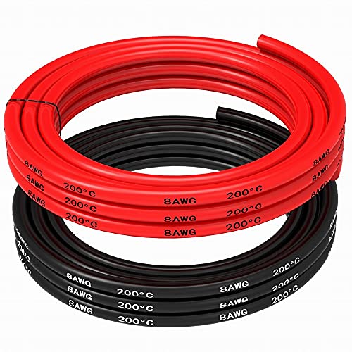 MMOBIEL Cables de batería rojo y negros de 8 AWG - 10 mm² de 1,5 m / 8,2 pies de longitud. Pinzas de conexión a batería con 1650 hilos eléctricos de silicona: para aeronaves, camiones y turismos