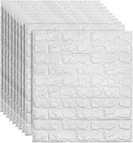 Grace Baltic - 10 paneles de pared 3D autoadhesivos, aspecto de piedra, 77 x 70 cm, grosor: 5 mm (blanco)