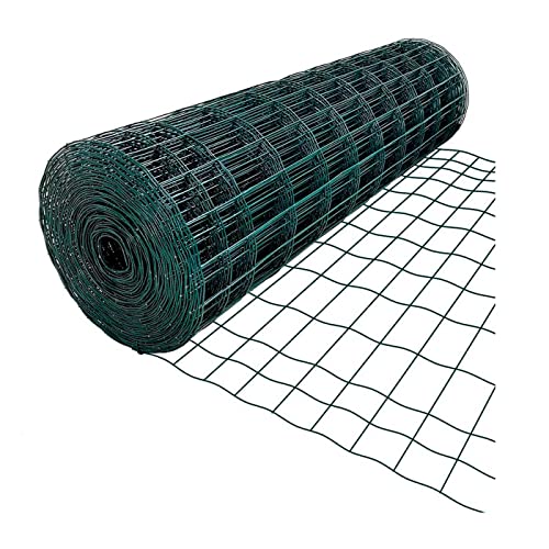 AC - Malla Metal Plastificado - Forma Cuadrada - Malla de Alambre - Valla De Jardín - Ideal para el jardín y animales - 5 x 1 M - Color Verde