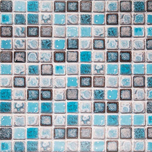 Mosaico Adhesivo de Azulejo para Cocina Baño Pegatinas de Baldosas Stickers Azulejos Azul 40X200cm